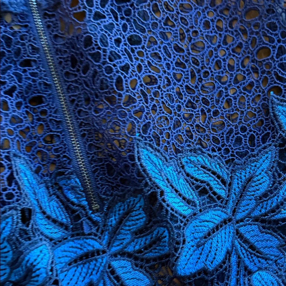Sea New York Navy & Bright Blue Floral Crochet Sweater